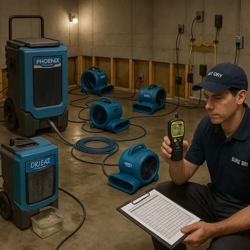 Structural Drying and Dehumidification process in Warrenville, SC